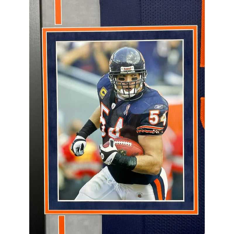 Brian Urlacher Autographed Chicago Bears Jersey Framed BAS Signed Inscribed Hof