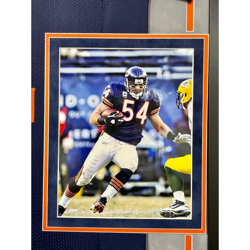 Brian Urlacher Autographed Chicago Bears Jersey Framed BAS Signed Inscribed Hof