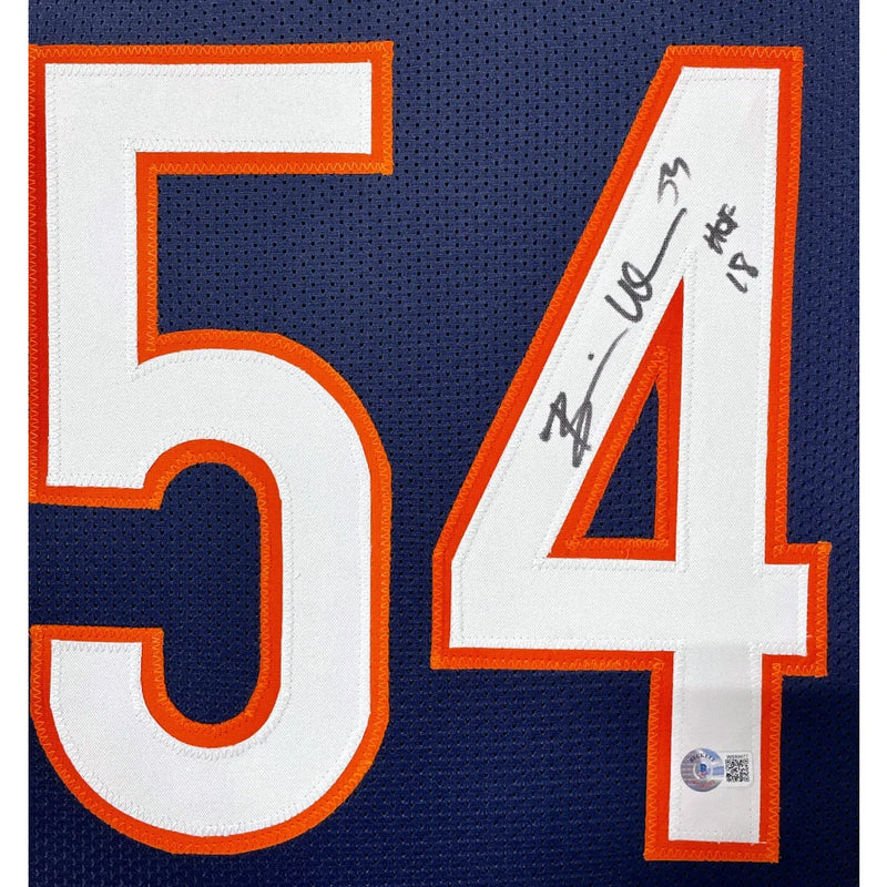 Brian Urlacher Autographed Chicago Bears Jersey Framed BAS Signed Inscribed Hof