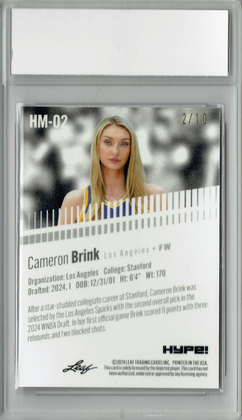 Cameron Brink Rookie Card 2024 Leaf HYPE! Metal #HM-02 Pink Only 10 Made PGI 10 Gem Mint Los Angeles