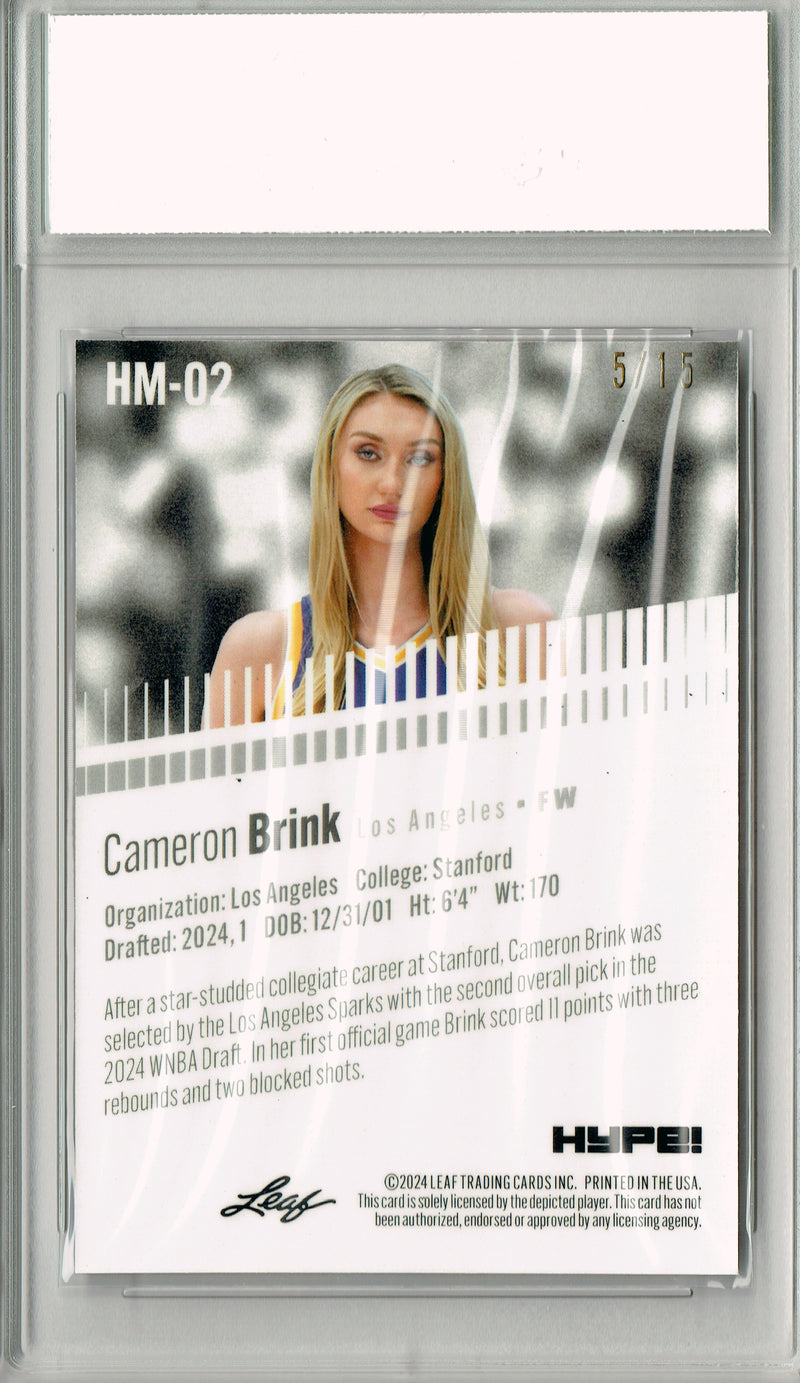 Cameron Brink 2024 Leaf HYPE! Metal #HM-02 Purple Only 15 Made Rookie Card PGI 10