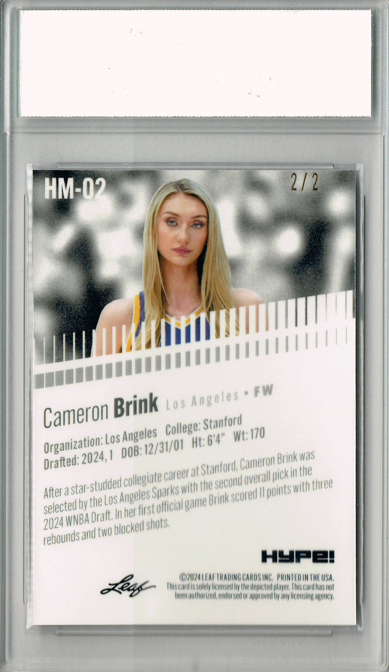 Cameron Brink Rookie Card 2024 Leaf HYPE! Metal #HM-02 Red Only 2 Made PGI 10 Gem Mint Los Angeles