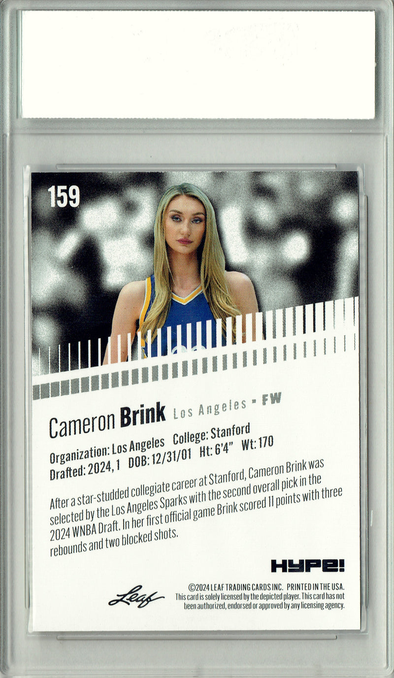 Cameron Brink 2024 Leaf HYPE! #159 Red SP 5 Made Rookie Card PGI 10