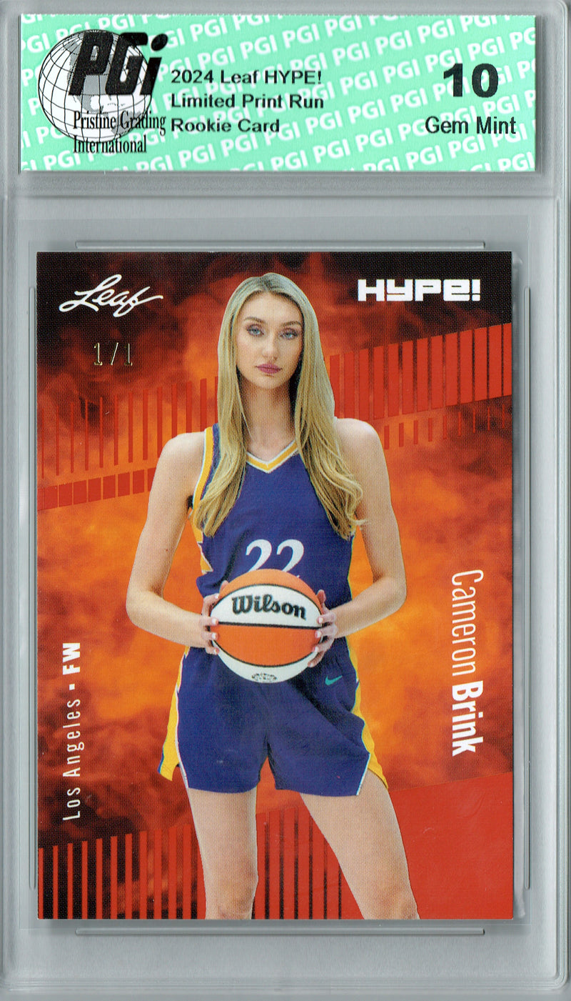 Cameron Brink 2024 Leaf HYPE! #159 Orange Blank Back 1/1 Rookie Card PGI 10