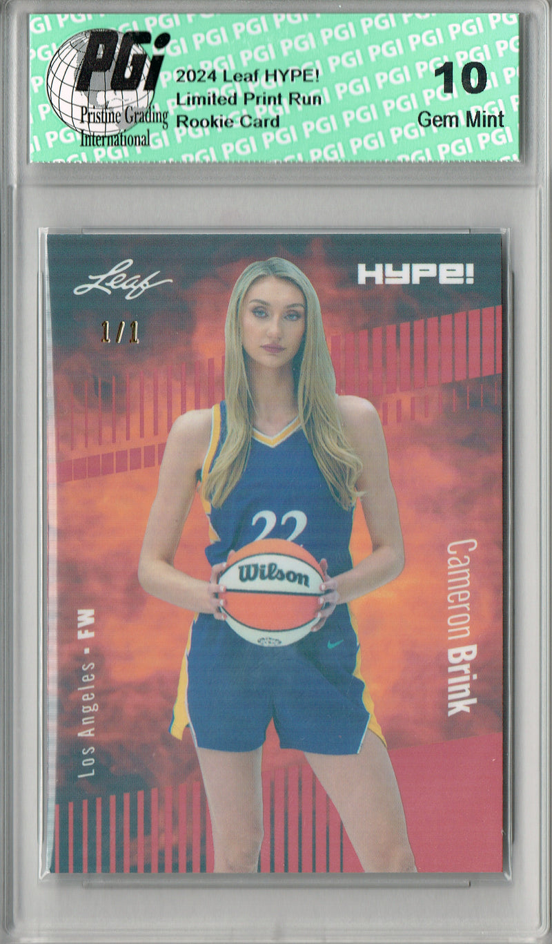 Cameron Brink 2024 Leaf HYPE! #159 Orange Shimmer 1/1 Rookie Card PGI 10
