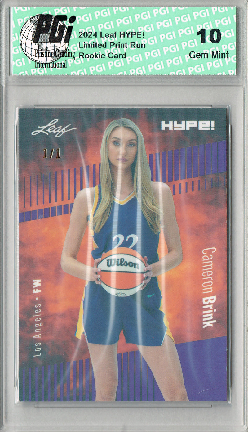 Cameron Brink 2024 Leaf HYPE! #159 Purple Shimmer 1/1 Rookie Card PGI 10
