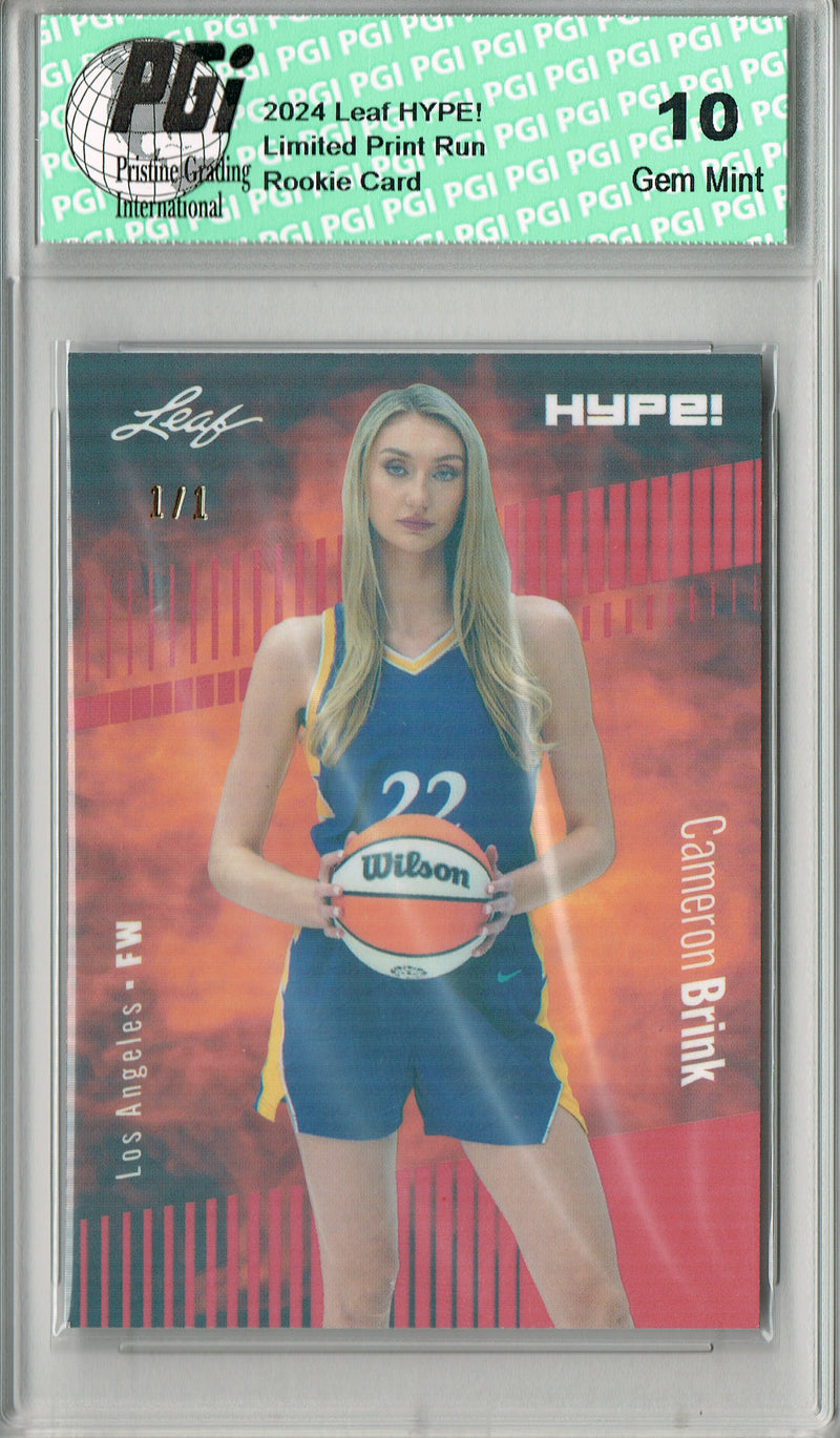 Cameron Brink 2024 Leaf HYPE! #159 Red Shimmer 1/1 Rookie Card PGI 10