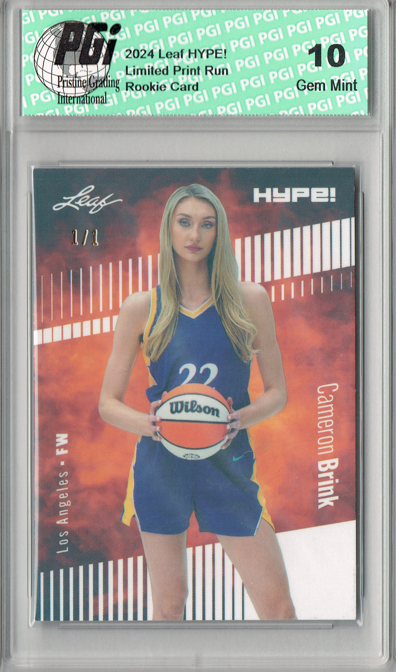 Cameron Brink 2024 Leaf HYPE! #159 White Shimmer 1/1 Rookie Card PGI 10
