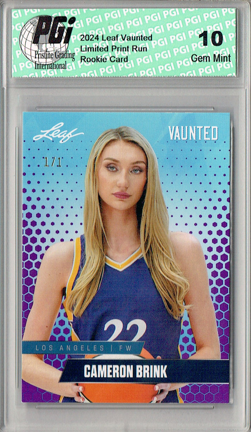Cameron Brink 2024 Leaf Vaunted #V-01 Purple Blank Back 1/1 Rookie Card PGI 10
