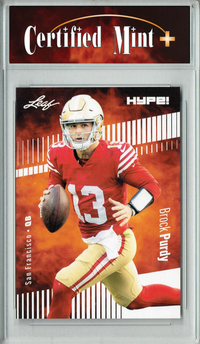 Certified Mint+ Brock Purdy 2023 Leaf HYPE! #105 Only 5000 Made! Rare Trading Card San Francisco 49ers