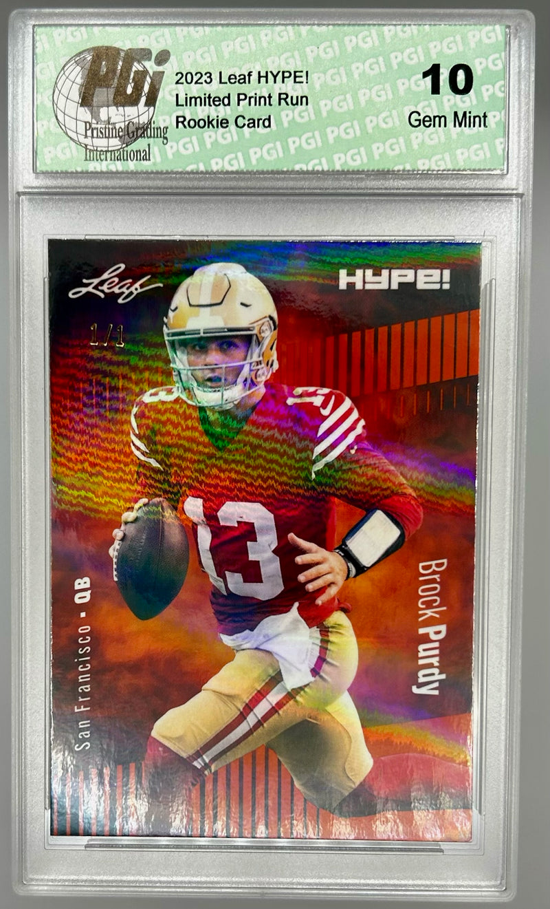 Brock Prdy Trading Card San Francisco PGI 10 Football Card 2023 Leaf HYPE! #105 Orange Shimmer 1/1