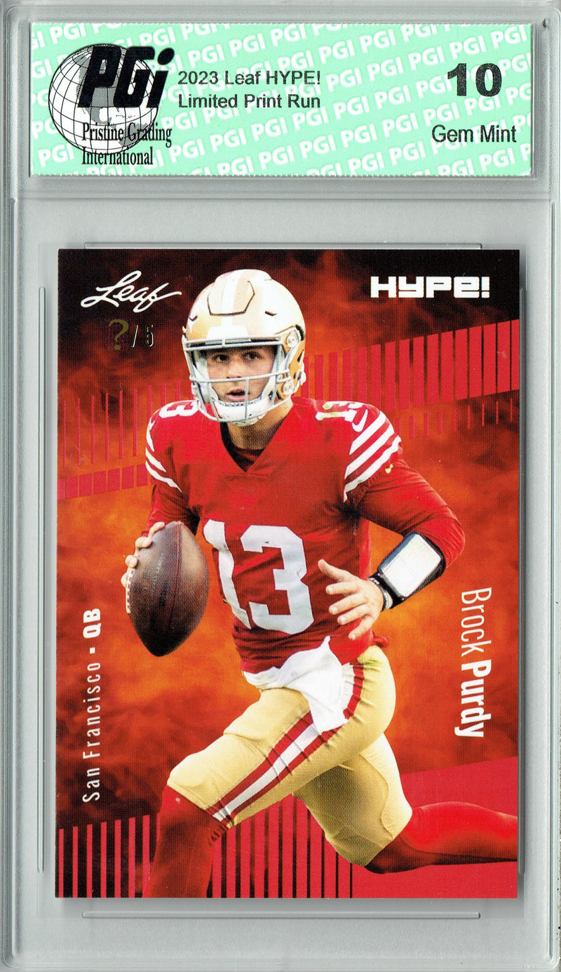 Brock Prdy Trading Card San Francisco PGI 10 Football Card 2023 Leaf HYPE! #105 Red SP Just 5 Made