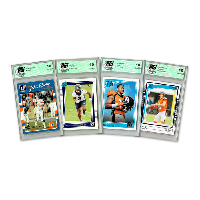 4) Denver Broncos PGI 10 Donruss Football 2024 Graded Trading Card Team Set