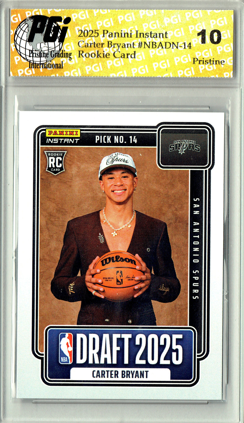 Carter Bryant Rookie Card 2025 Panini Instant #NBADN-14 Pristine, PGI 10, San Antonio Spurs Basketball