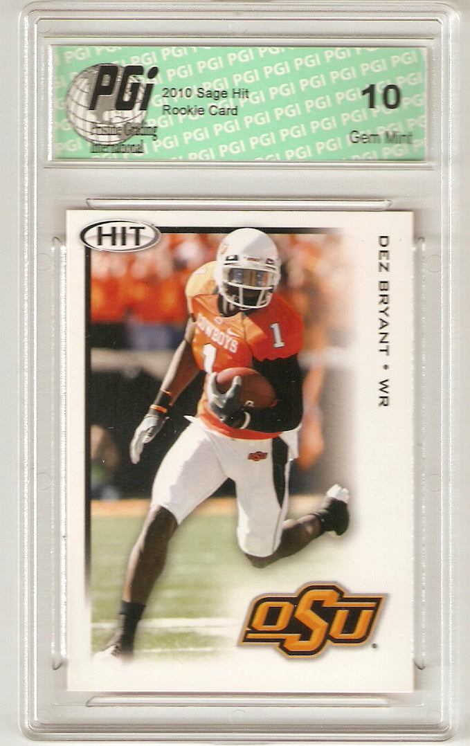 Dez Bryant 2010 Sage Hit #100 Rookie Card PGI 10 Dallas