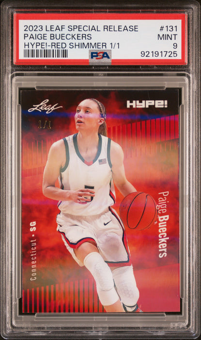 PSA 9 Paige Bueckers 2023 Leaf Hype! #131 Red Shimmer 1/1 Rookie Card