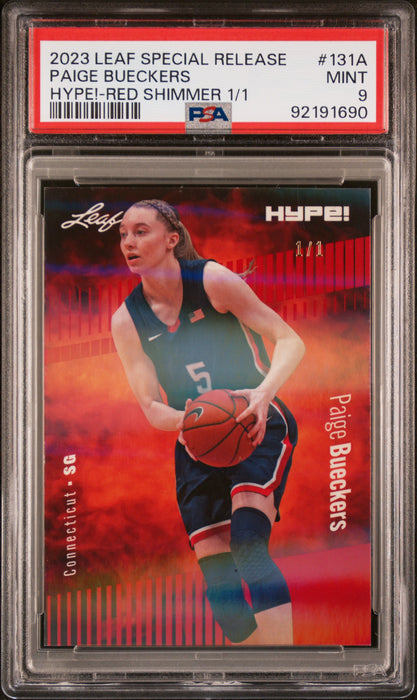 PSA 9 Paige Bueckers 2023 Leaf Hype! #131A Red Shimmer 1/1 Rookie Card