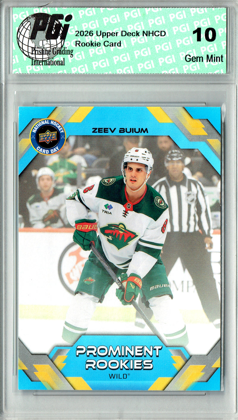 Zeev Buium Rookie Card 2026 Upper Deck #NHCD-6 National Hockey Card Day, Certified Mint+ Condition, Minnesota Wild Hockey