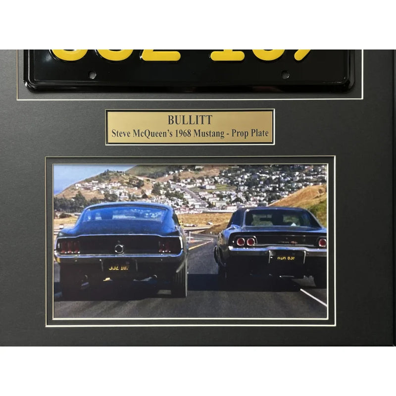 "Bullitt" Steve Mcqueen's Mustang Movie Car License Plate Framed Memorabilia