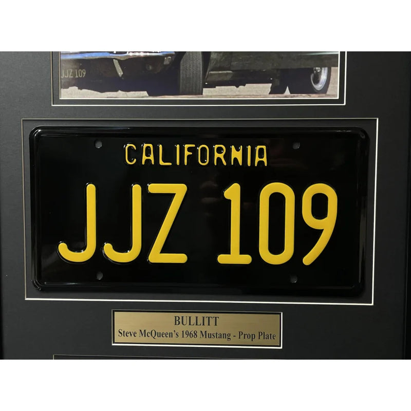 "Bullitt" Steve Mcqueen's Mustang Movie Car License Plate Framed Memorabilia