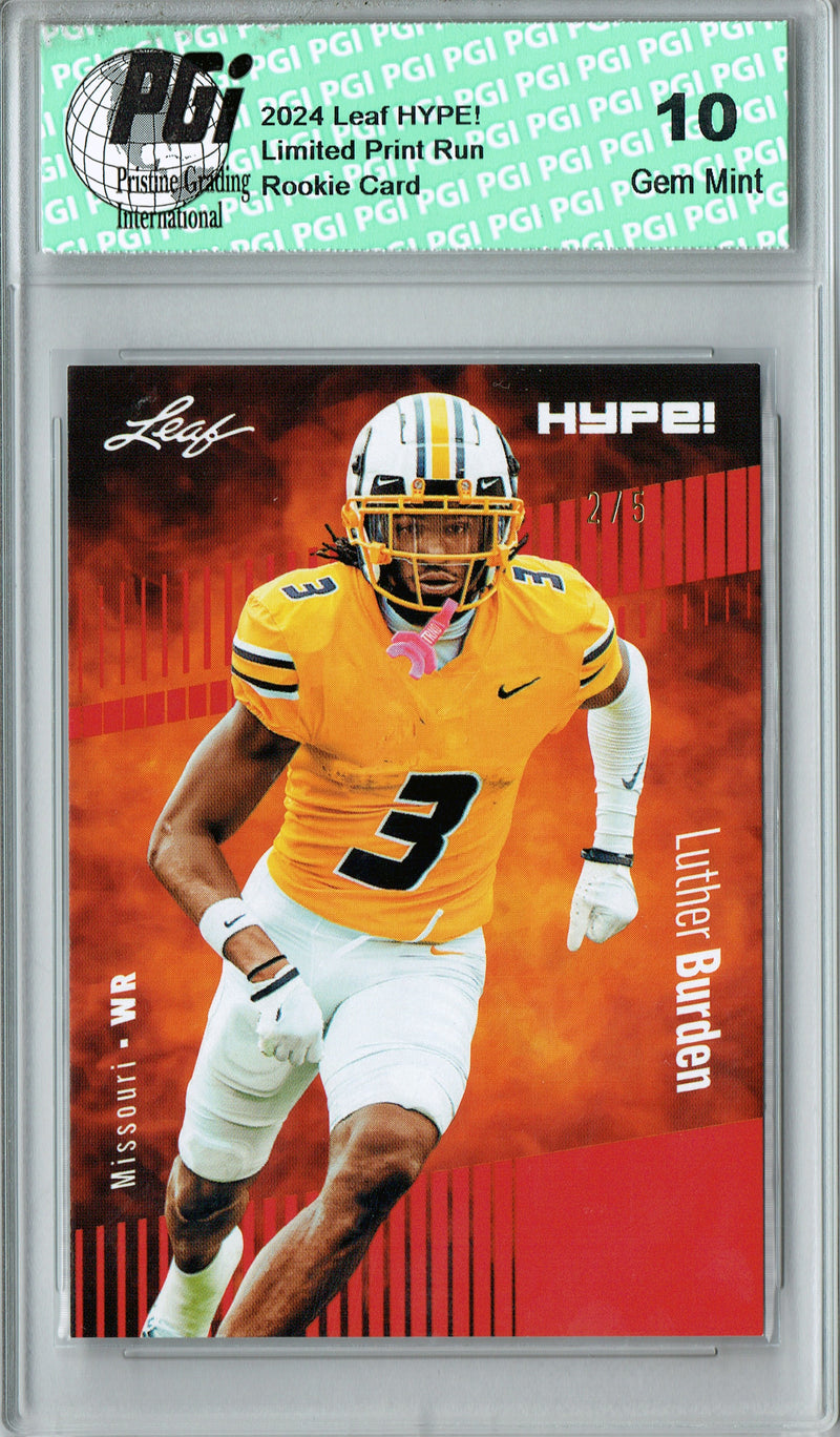 Luther Burden 2024 Leaf HYPE! #167 Red SP 5 Made Rookie Card PGI 10