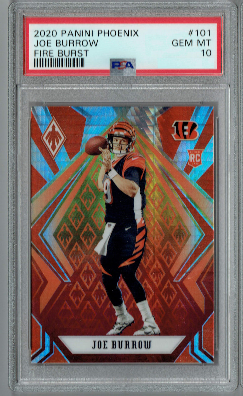 PSA 10 GEM-MT Joe Burrow 2020 Panini Phoenix #101 Rookie Card Fire Burst