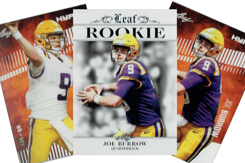3) Mint Rookie Card Lot Joe Burrow 2020 Leaf Football Bengals/LSU Only 5000 Ever Made