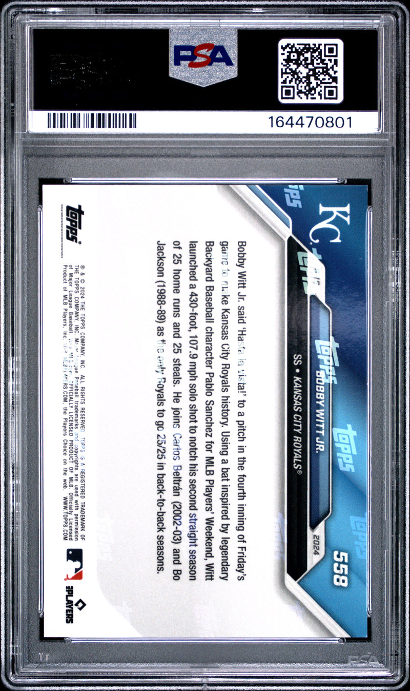 Bobby Witt Jr. Trading Card 2024 Topps Now #558 Platinum Member, PSA 10, Kansas City Royals Baseball