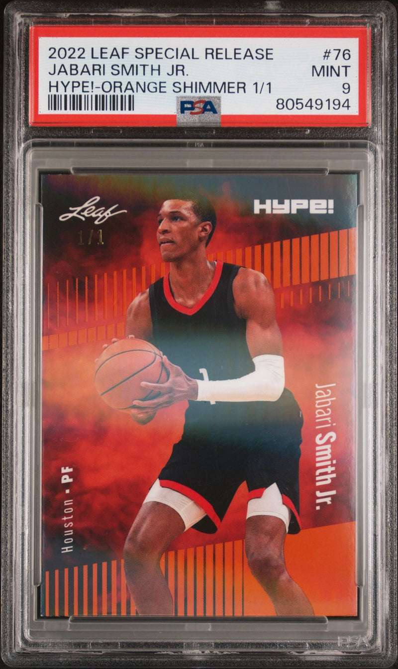 PSA 9 Jabari Smith Jr. 2022 Leaf Hype! #76 Orange Shimmer 1/1 Rookie Card
