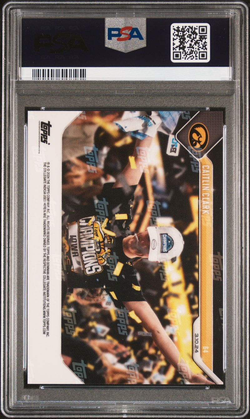 PSA 10 Caitlin Clark 2024 Bowman University Now #64 Leads Comeback Rookie Card Iowa Hawkeyes