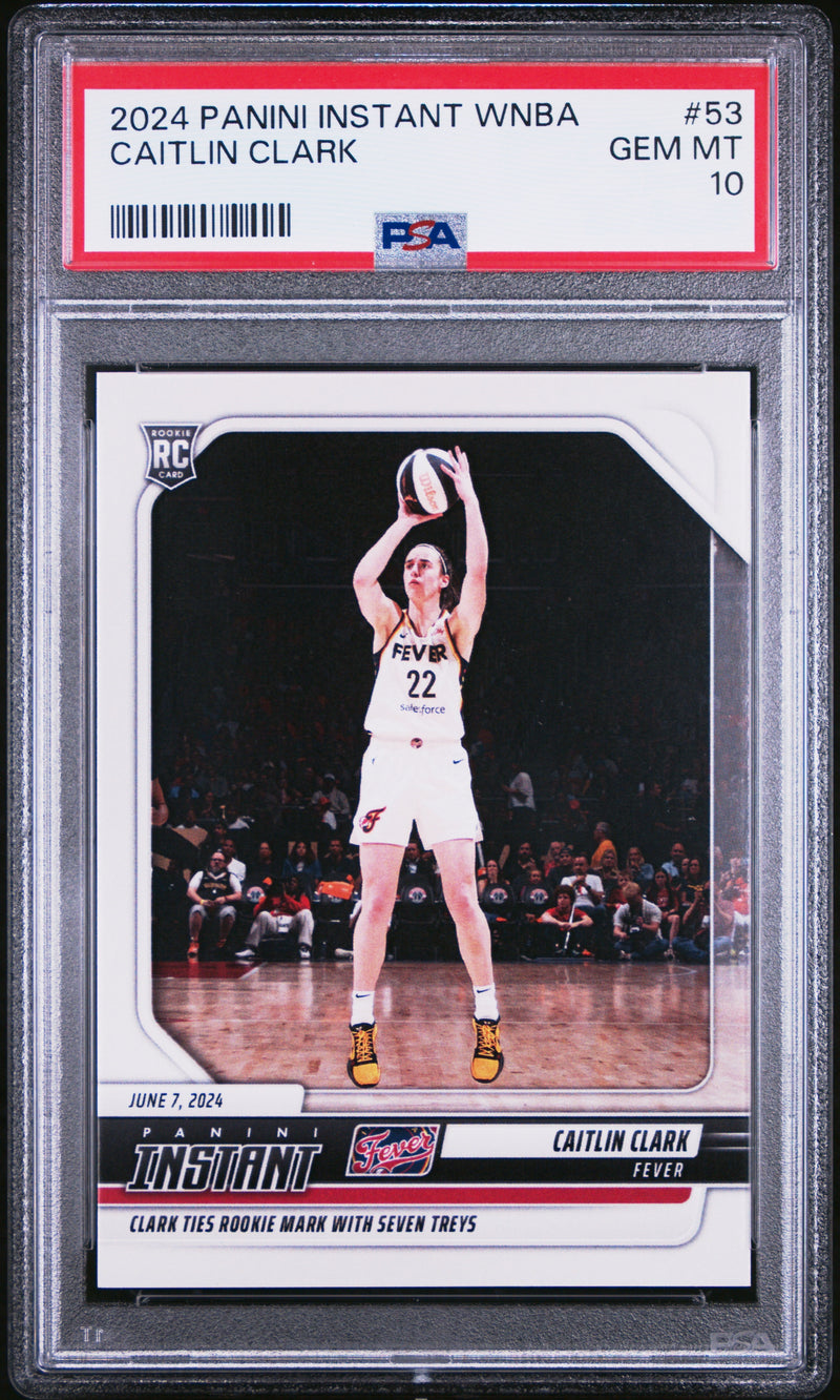 PSA 10 Caitlin Clark 2024 Panini Instant #53 Record Seven Treys Rookie Card Indiana Fever