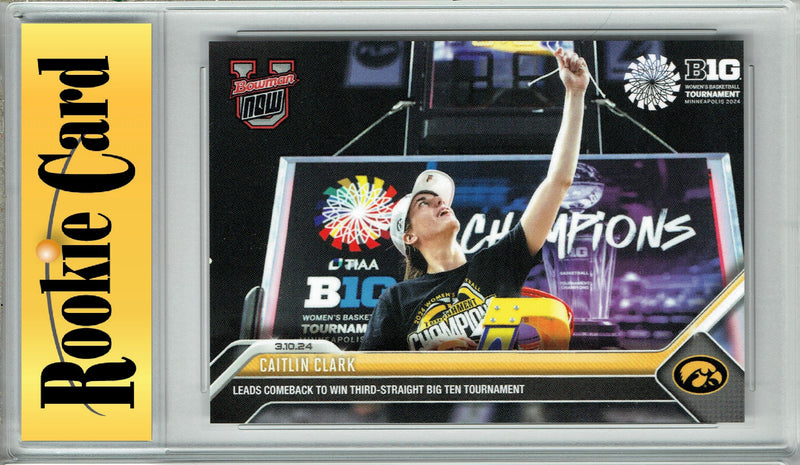 Certified Mint+ Caitlin Clark 2023 Bowman University Now #64 3rd Big 10 Rookie Card Iowa Hawkeyes