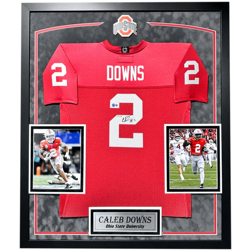 Caleb Downs Autographed Ohio State Red Jersey Framed BAS COA Signed Beckett BAS