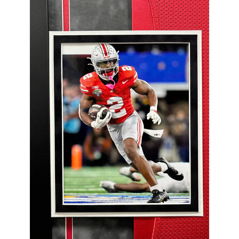 Caleb Downs Autographed Ohio State Red Jersey Framed BAS COA Signed Beckett BAS