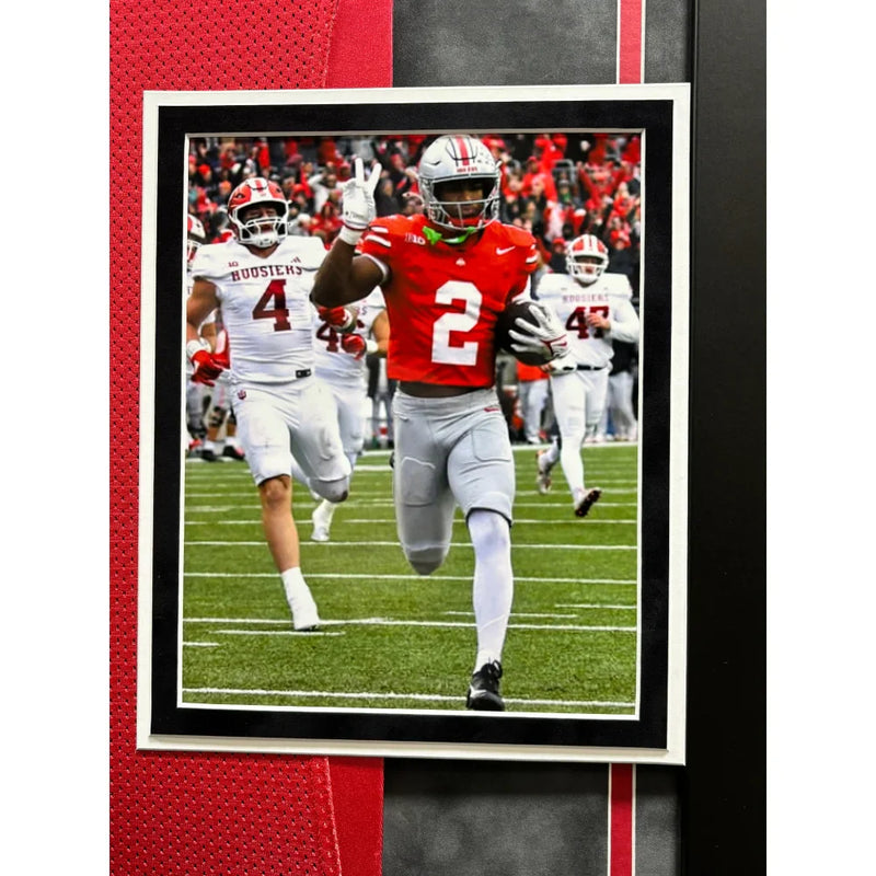 Caleb Downs Autographed Ohio State Red Jersey Framed BAS COA Signed Beckett BAS