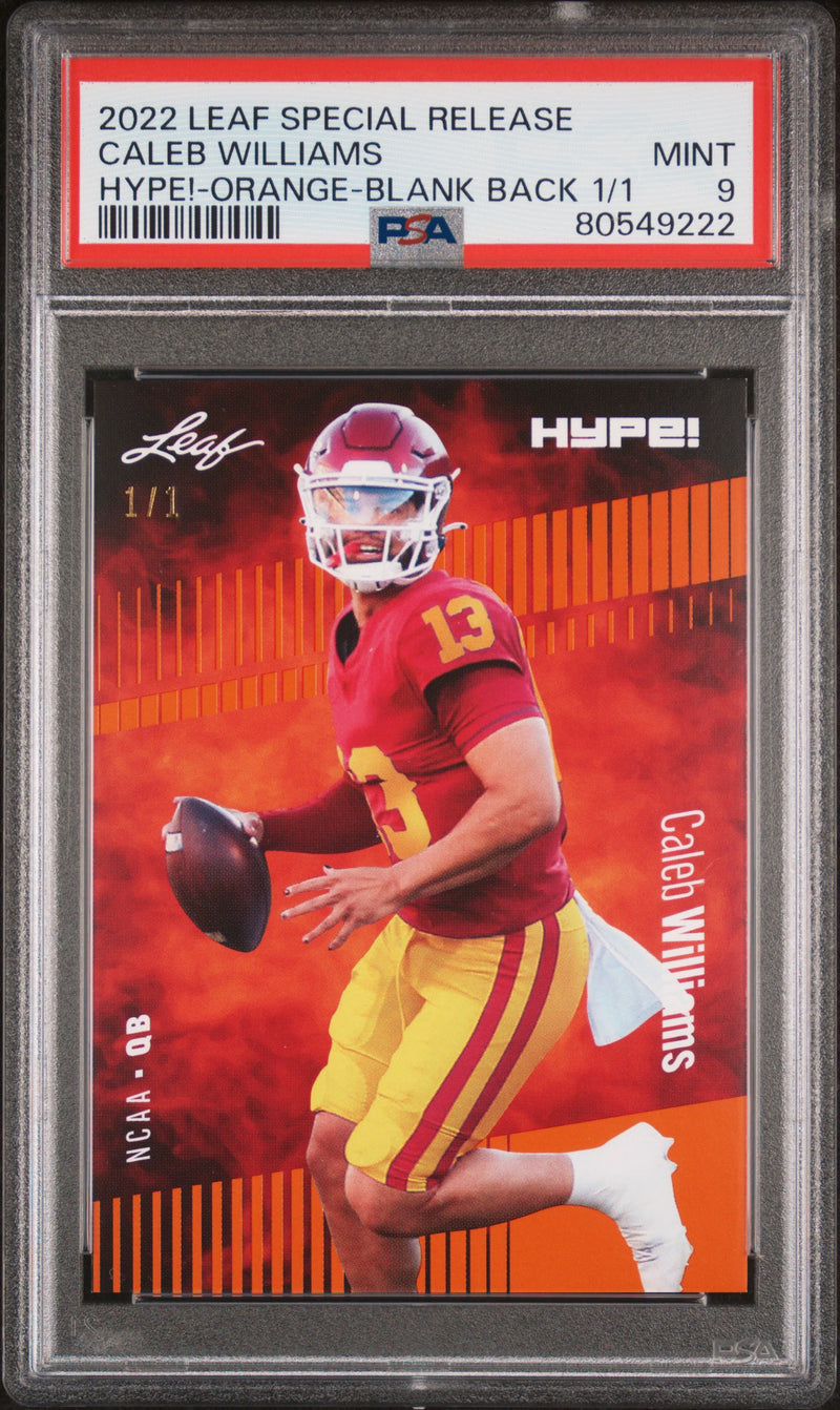 Caleb Williams PSA 9 2022 Leaf Hype! #96A Orange Blank Back 1/1 Rookie Card Chicago Bears