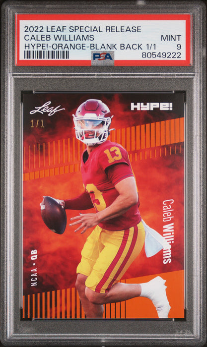 PSA 9 Caleb Williams 2022 Leaf Hype! #96A Orange Blank Back 1/1 Rookie Card