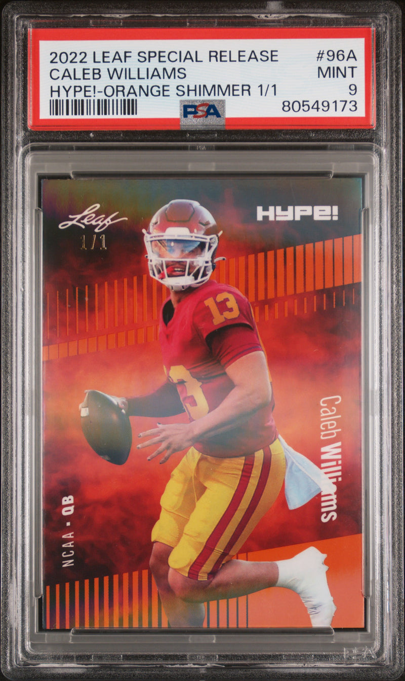 Caleb Williams PSA 9 2022 Leaf Hype! #96A Orange Shimmer 1/1 Rookie Card Chicago Bears