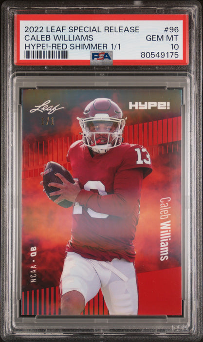 PSA 10 Caleb Williams 2022 Leaf Hype! #96 Red Shimmer 1/1 Rookie Card