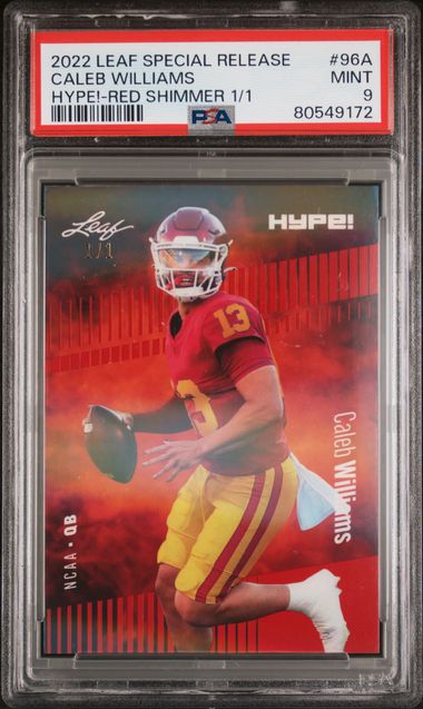 Caleb Williams PSA 9 2022 Leaf Hype! #96A Red Shimmer 1/1 Rookie Card Chicago Bears