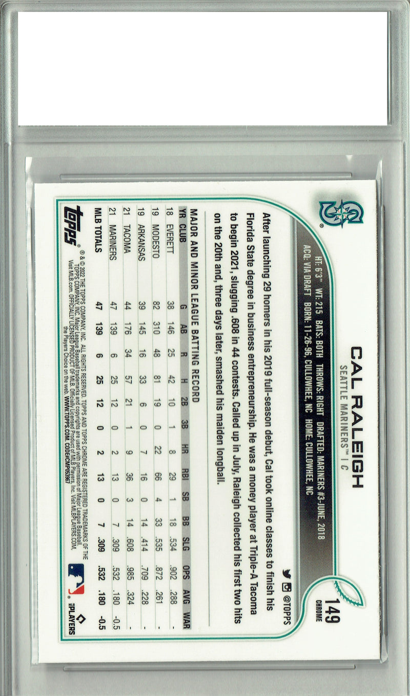 Cal Raleigh 2022 Topps Chrome #Ch149 Big Dumper Rookie Card PGI 10