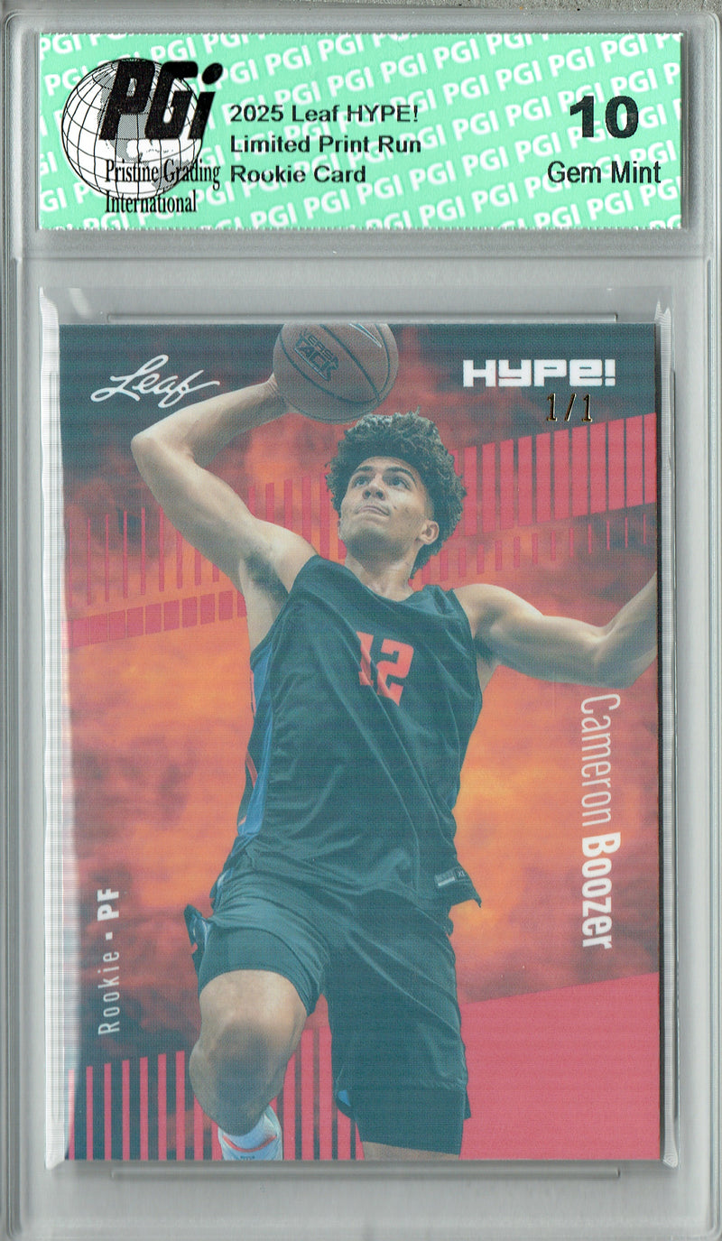 Cameron Boozer 2025 Leaf HYPE! #182 Red Shimmer 1 of 1 Rookie Card PGI 10