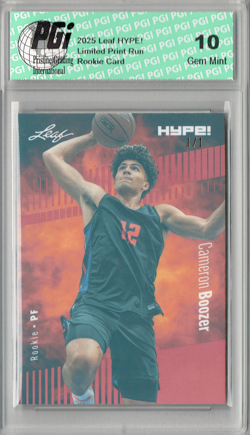Cameron Boozer 2025 Leaf HYPE! #182 Orange Shimmer 1 of 1 Rookie Card PGI 10