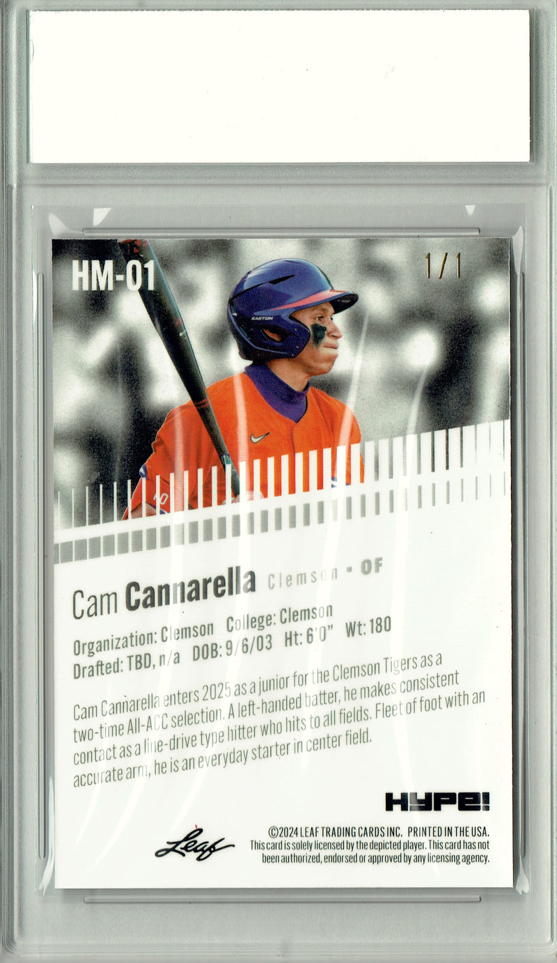 Cam Cannarella Rookie Card 2024 Leaf HYPE! #HM-01 Metal 1/1 Matrix, PGI 10, Miami Marlins Baseball