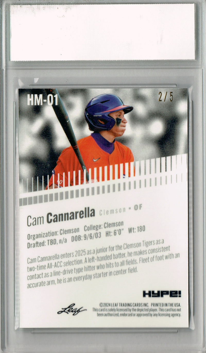 Cam Cannarella Rookie Card Miami Pro Baseball Trading Card 2024 Leaf HYPE! Metal #HM-01 Green Only 5 Made PGI 10