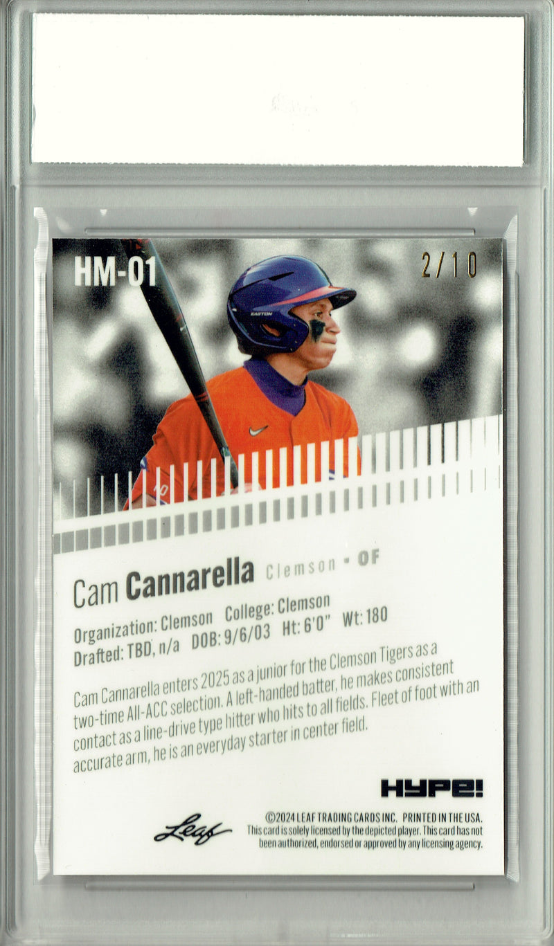 Cam Cannarella Rookie Card Miami Pro Baseball Trading Card 2024 Leaf HYPE! Metal #HM-01 Pink Only 10 Made PGI 10