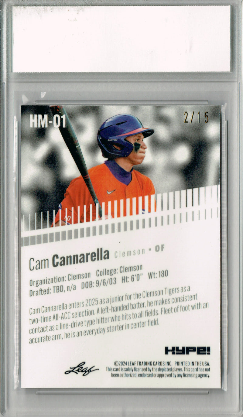 Cam Cannarella 2024 Leaf HYPE! Metal #HM-01 Purple Only 15 Made Rookie Card PGI 10