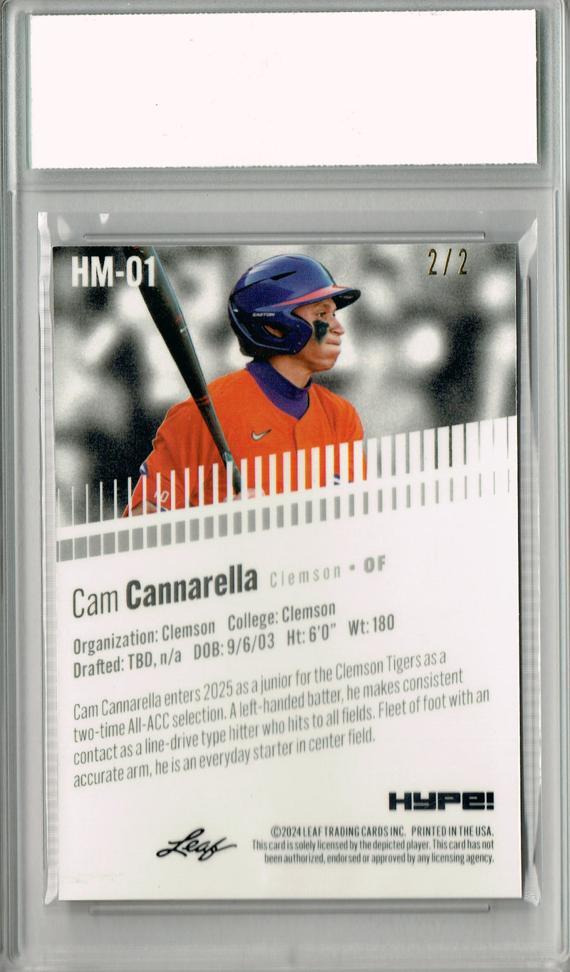 Cam Cannarella Rookie Card Miami Pro Baseball Trading Card 2024 Leaf HYPE! Metal #HM-01 Red Only 2 Made PGI 10