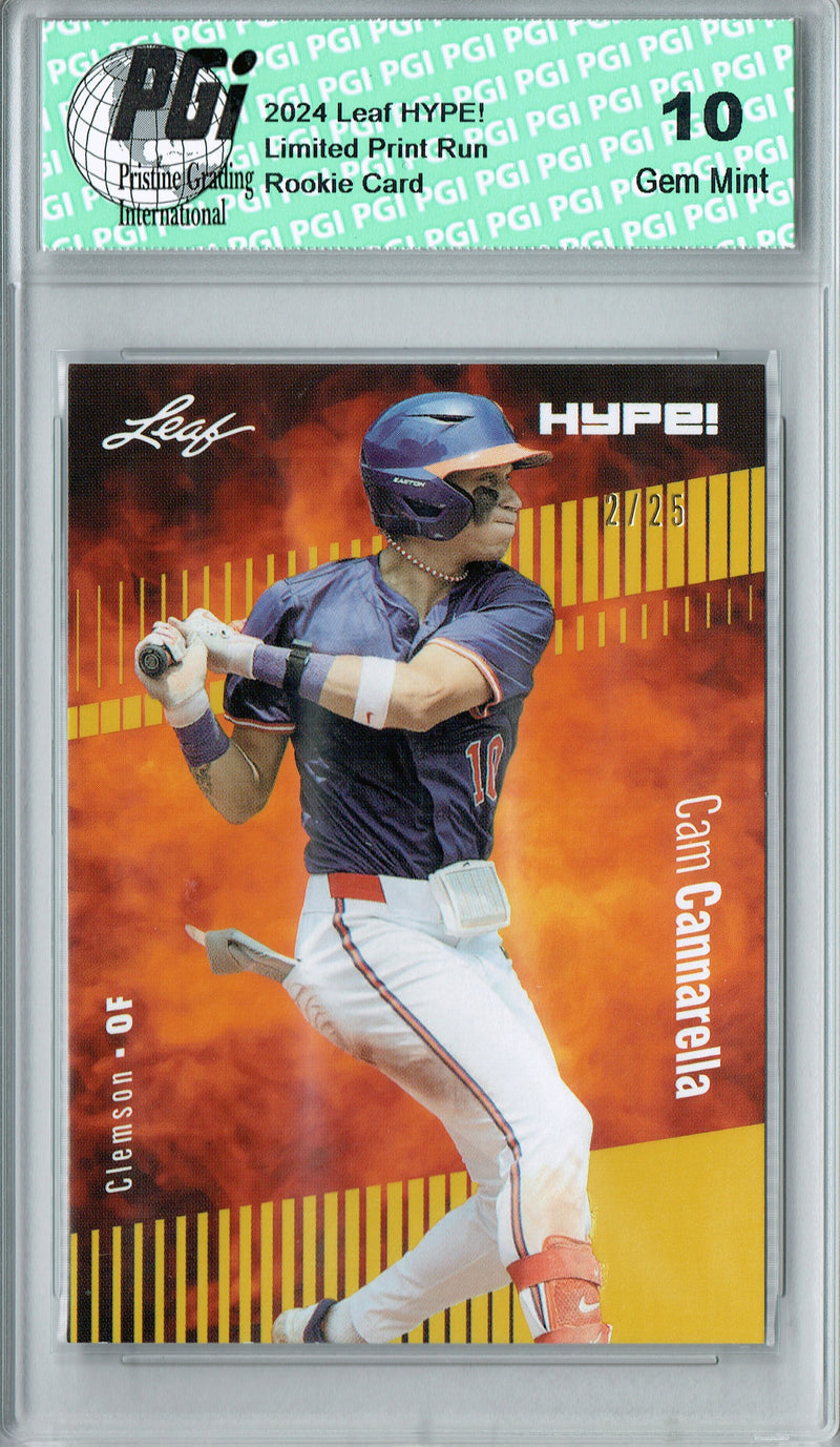 Cam Cannarella 2024 Leaf HYPE! #158 Gold SP 25 Made Rookie Card PGI 10