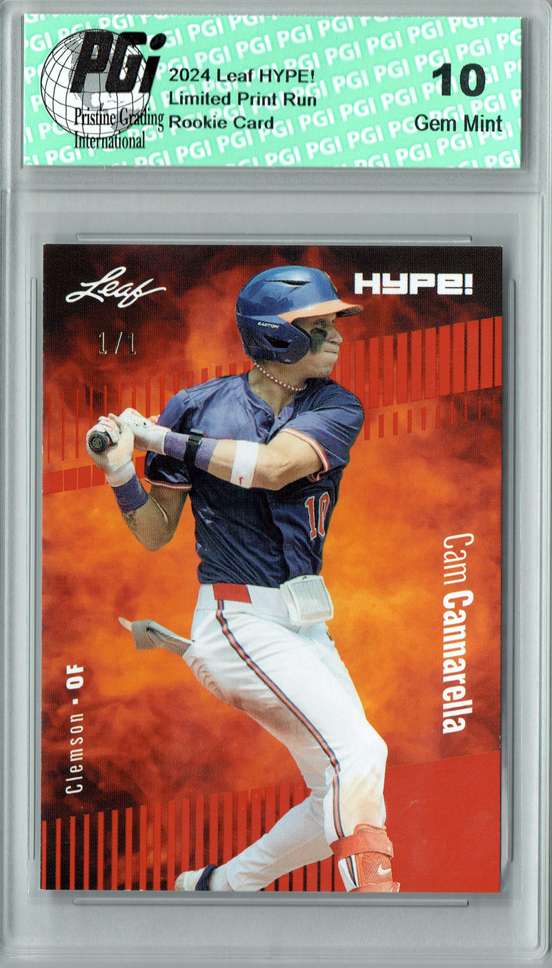 Cam Cannarella 2024 Leaf HYPE! #158 Orange Blank Back 1/1 Rookie Card PGI 10